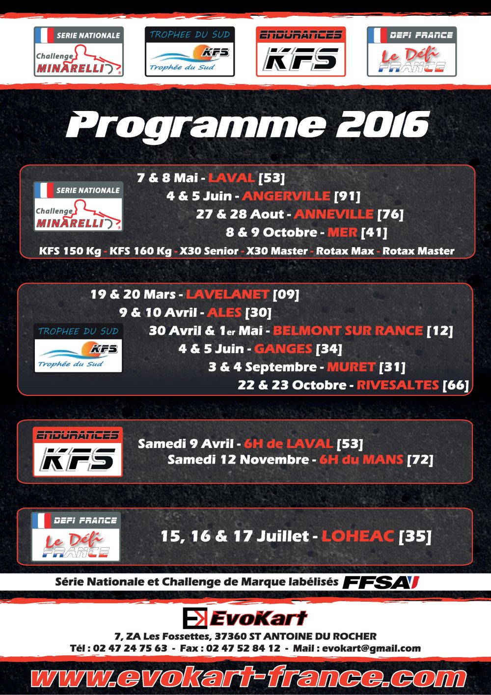 calendrier  kfs 2016